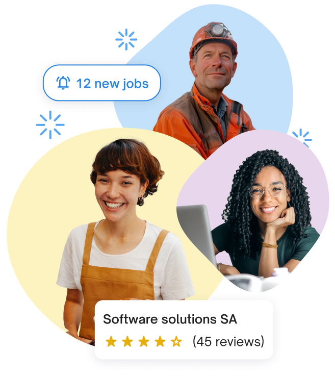 A construction worker, a barista, and an office employee that all found their dream job through Switzerland's leading digital job platform, jobs.ch.