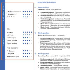 Beispiel wie IT- und Sprachkenntnisse im Lebenslauf dargestellt werden